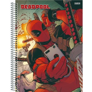 Caderno 10 Matérias Universitário Espiral Deadpool - São Domingos