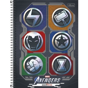 Caderno 10 Matérias Universitário Espiral Avengers Game - Tilibra