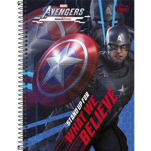 Caderno 10 Matérias Universitário Espiral Avengers Game - Tilibra