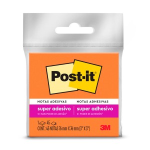 Bloco Notas Super Adesivas Post-it Laranja 76 mm x 76 mm 45 folhas - 3M