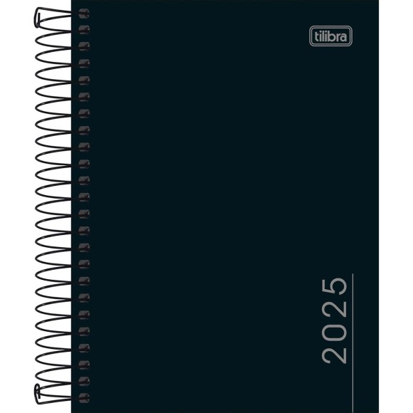 Agenda Espiral Diária 11,7 X 16,4 Cm Pepper Preta 2025 - Tilibra