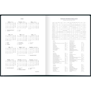 Agenda Costurada Diária 12,3 x 16,6 cm Pepper Preta 2025 - Tilibra