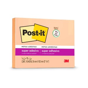 Bloco Notas Adesivas Post-it Papaia 76mm x 102mm 100 folhas - 3M