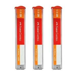 Grafites para Lapiseira 0,9 mm 2B Kit com 3 estojos - Faber-Castell