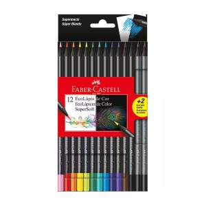 Lápis de Cor 12 Cores SuperSoft + 2 Lápis Grafite Faber-Castell