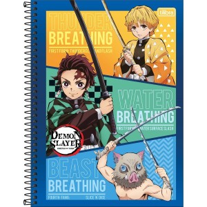 Caderno 10 Matérias Universitário Espiral Demon Slayer - Tilibra