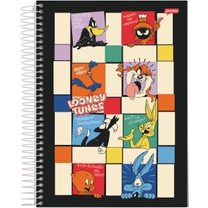 Caderno 10 Matérias Universitário Espiral Looney Tunes - Jandaia