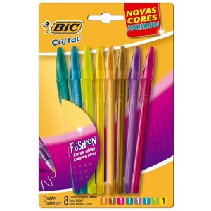 Caneta Esferográfica 8 Cores - Bic Cristal Fashion