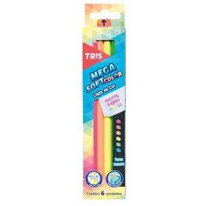 Lápis de Cor 6 Cores Neon - Mega Soft Color - Tris