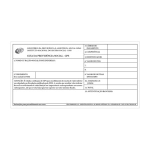 Guia da Previdência Social (GPS) - Pacote com 20 blocos - São Domingos