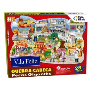 Quebra-Cabeça Gigante 28 peças Vila Feliz Bordas Orgânicas - Pais & Filhos
