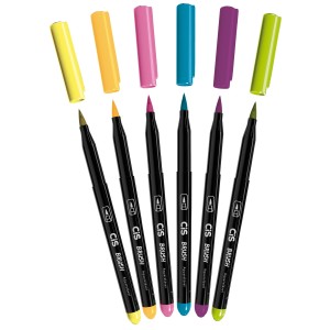 Marcador Artístico Cis Brush Aquarelável 6 Cores Neon