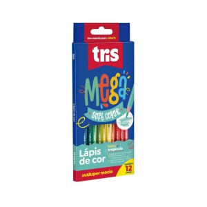 Lápis De Cor 12 Cores Tons Tropicais Mega Soft Color - Tris