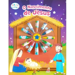 Livro de Colorir - O Nascimento de Jesus - C/ Giz de Cera 12 Cores - Livros Magic