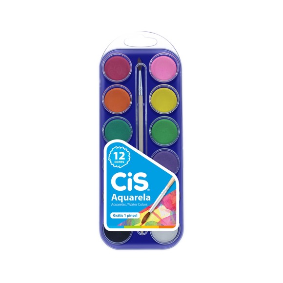 Aquarela 12 Cores + Pincel - Cis