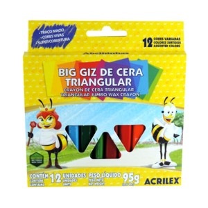 Giz de Cera Triangular Big Acrilex 12 Cores