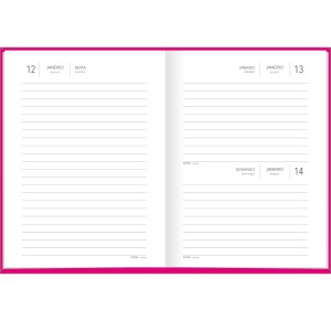 Agenda Costurada Diária 12,3 x 16,6 cm Pepper Rosa 2024 - Tilibra