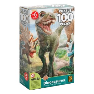 Quebra-cabeça Puzzle 100 peças Dinossauros - Grow