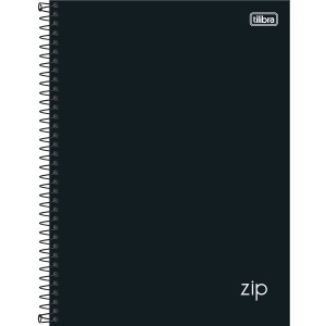Caderno 1 Matéria Universitário Espiral Zip Preto - Kit com 4 unidades - Tilibra